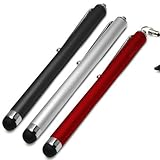 Fosmon Trio Capacitive Tip Stylus Pack for Kindle Fire, Black , Silver, Red
