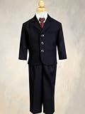 5 Piece Navy Blue Pin-Striped Suit with Burgundy Tie