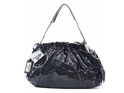 Baby Phat Black Patent Gathers Large Hobo Handbag