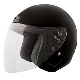 Fuel Gloss Black Small Vented Open Face Helmet with Shield