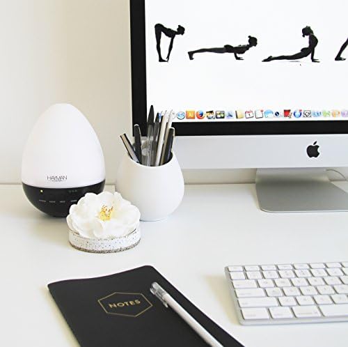 350ml Aromatherapy Essential Oil Diffuser, Auto Shut Off, 8 Color Changing Lights, Long Running Time. Latest Tech- Electric Ultrasonic Cool Mist Aroma Humidifier. Hayman Essentials Teardrop Onyx Black