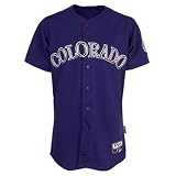 MLB Men's Colorado Rockies Six Button Cool Base Authentic Alternate Jersey (Purple, 40/Medium)