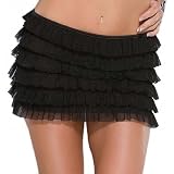 Plus Size Soft Mesh Ruffle Skirt in Black White Red and Pink