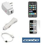 USB Data Cable + USB Car Charger + USB Home Charger + Smoke Soft Silicone Skin Case + Clear Reusable Full LCD Screen Protector for Apple 2nd Generation Iphone 3G Smartphone