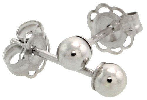 10k White Gold 3mm Ball Stud Earrings