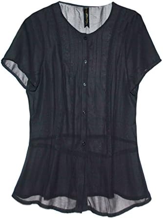 Petticoat Alley Macy's Women's Sheer Short Sleeve Blouse Large Medium Black
