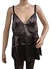 Sexy Tank Top with Metal Studs Blackbrown Satin Tank Tops