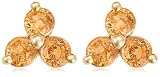 10k Yellow Gold Spessarite 3-Stone Earrings