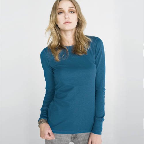 Bella Ladies Long Sleeve Thermal, Baby Blue, Large