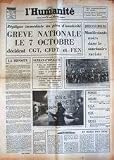 HUMANITE (L') du 24/09/1976 - JOHANNESBOURG - MANIFESTANTS NOIRS DANS LE SANCTUAIRE RACISTE - GEVE NATIONALE - SUPRANATIONALITE - BUDGET - LOYERS - S.N.C.F. - FUEL - ESPACE. Image du produit
