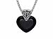 Large Jet Black Stone Heart Pendant Necklace Fashion Jewelry