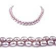 Double Strand 17-18 Inches 7-8mm Purple Oval Shape Freshwater Cultured Pearl Necklace