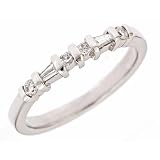 0.20ct Round Baguette Diamond Wedding Anniversary Ring in Channel Setting 14K White Gold ( VS Clarity, G Color)