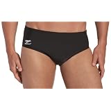 Speedo Men's Race Endurance+ Polyester Solid Brief Swimsuit, Black, 36
