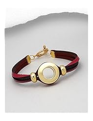 Red Leather Bracelet In White Base