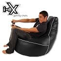 i-eX &reg; Gaming Chair -Faux Leather - Man Size Gaming Bean Bag - Great for a Gamer (Steel/Black)