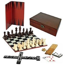 WE Games 7-Games-in-1 Combination Game Set - Chess, Checkers, Backgammon, Cribbage, Dominoes, Cards & Dice