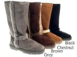 WOMENS ELLA BLACK BROWN CHESTNUT TAN GREY FAUX FUR SNOW WINTER WARM BOOTS LADIES SIZES 3 - 8