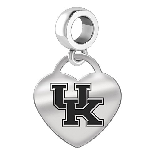 University of Kentucky Wildcats Heart Dangle Charm Fits All European Style Bead Charm Bracelets
