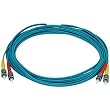 10Gb Fiber Optic Cable, ST/ST, Multi Mode, Duplex - 5 Meter (50/125 Type) - Aqua