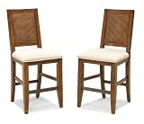 24H Counter Height Chair with Woven Cane Design in Soft Mahogany Finish