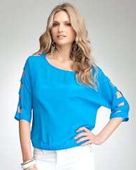 Silk Cage Shoulder Dolman Top