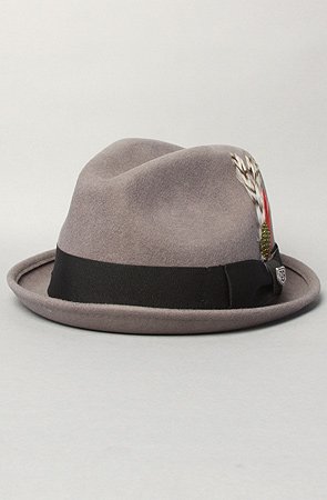 Brixton The Gain Fedora in Grey Felt,Hats for Men