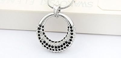 Drunk Wind Circle Classical Style Diamond Accented Fashion Black Lover Necklace