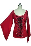 41F022i3KgL. SL160  Gothic Victorian Red Corset Top w/ Fairy Sleeves XL
