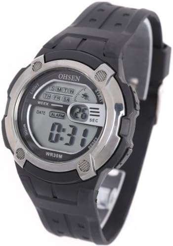7 Color Backlight New Ohsen Alarm Digital Waterproof Sport Mens Boys Wrist Watch Black Band