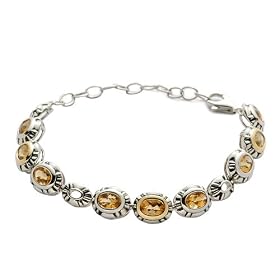 Sterling Silver and 18K Gold Citrine Bracelet by Shula NY