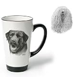 Porcelain Funnel Cup with Komondor (6 inch, Black and white)
