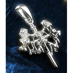 Undead Badge Pendant Necklace White Gold Plated
