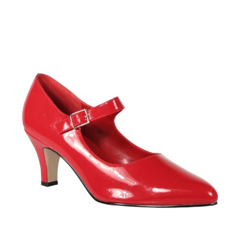 Wedding Shoes: DIVINE 3 Inch Block Heel D'orsay Mary Jane Pump Shoes Red Patent Pleaser-Pleaser Wedding Shoes-Pleaser Wedding Shoes: DIVINE 3 Inch Block Heel D'orsay Mary Jane Pump Shoes Red Patent Pleaser-Pump Wedding Shoes