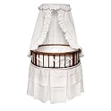 Elegance Round Cherry Bassinet with White Eyelet Bedding