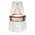 Elegance Round Cherry Bassinet with White Eyelet Bedding
