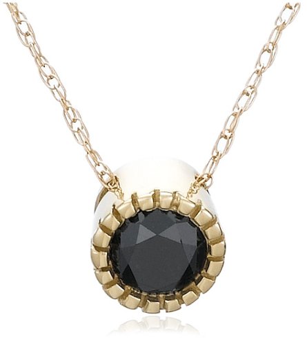 10k Yellow Gold Black Diamond Solitaire Pendant (1/2 cttw)