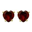 14k Yellow Gold Heart-Shaped Garnet Stud Earrings