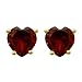 14k Yellow Gold Garnet Heart Shaped Stud Earrings