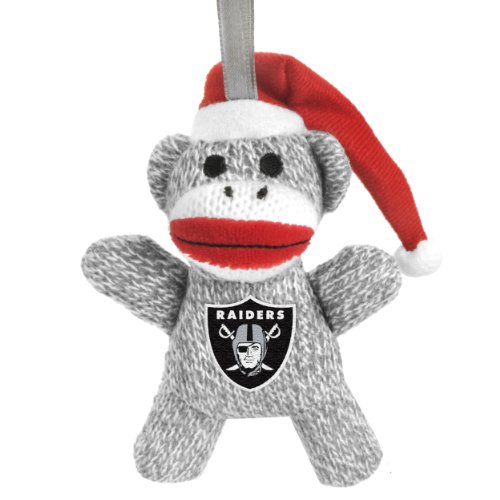NFL Oakland Raiders 5 in Sock Monkey Stuffed Christmas Ornament