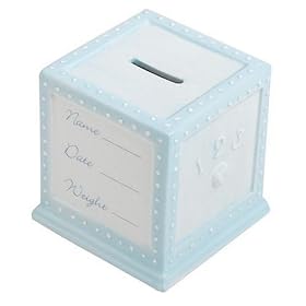 Personalized Blue Ceramic Block Bank/Magnetic Frame