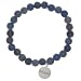 Sterling Silver PEACE Blue Aventurine Wish Bead Stretch Bracelet
