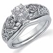 Platinum Antiqued Semi-Mount Engagement Ring (Center stone and band is not included)