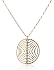 14k Italian Yellow Gold Cutout Circle Pendant Necklace, 16.25"+1" Extender