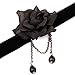 Yazilind Pretty Women Black Flower Brass Chain Beads Black Pendant Choker Necklace
