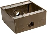 Weatherproof Boxes - Two Gang 30.5 Cubic Inch Capacity - 3 Outlet Holes 1/2" Bronze