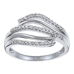 10k White Gold 1/5 TDW Pave Swirl Diamond Ring (G-H, I1-I2)