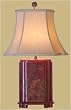 Asian D&eacute;cor - 25" Fine Chinese Red Lacquer Vessel Bedside Lamp w/ Hand painted Birds & Flowers
