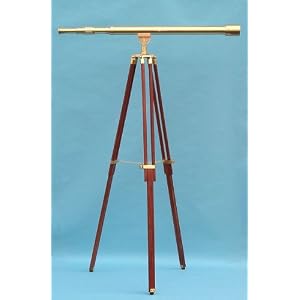 44-inch Clear Coated Solid Brass Harbormaster Telescope on a Mahogany Tripod with Standard... by 