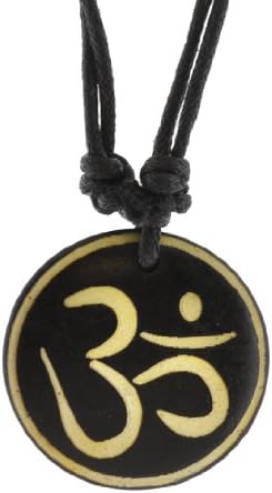 Outlined Om Necklace, Synthetic Buffalo Bone Pendant Necklace, Buffalo Bone Choker, N208